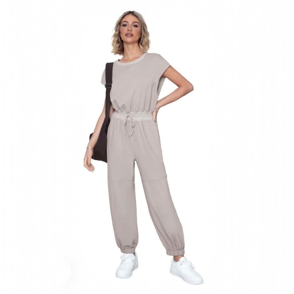 Grey Casual Open Back Sleeveless Jumpsuit Size M